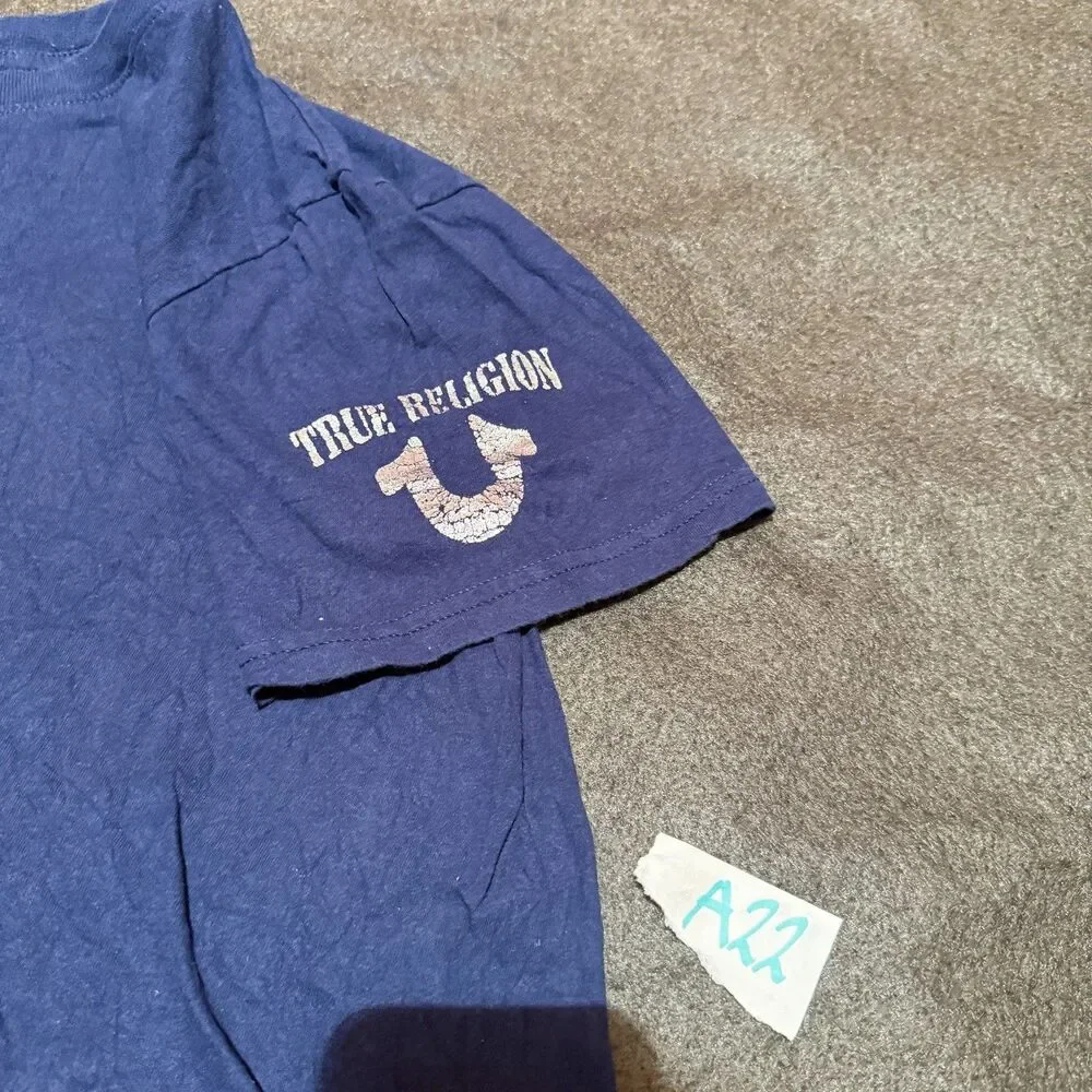 True Religion Mens TShirt S Small Blue Short Sleeve Tee Shirt